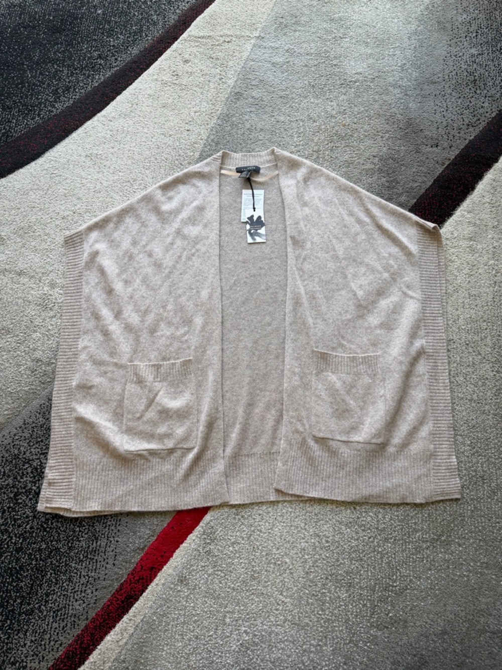 Halogen Beige Oatmeal OS Cashmere Cardigan